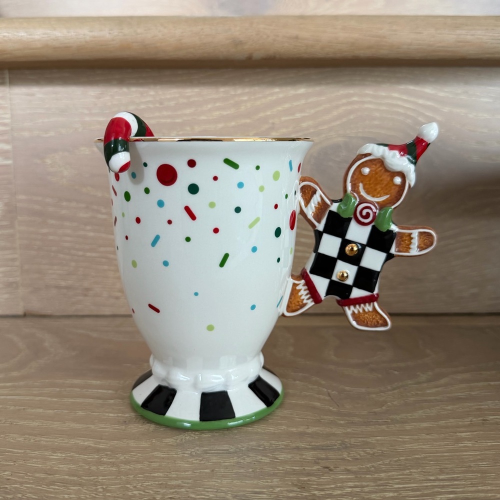 MacKenzie-Childs Bake Shop Gingerbread Handle Mug With Spoon